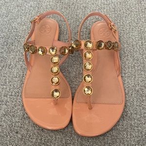 Tory Burch Patent Jeweled Sandals Sz 7.5